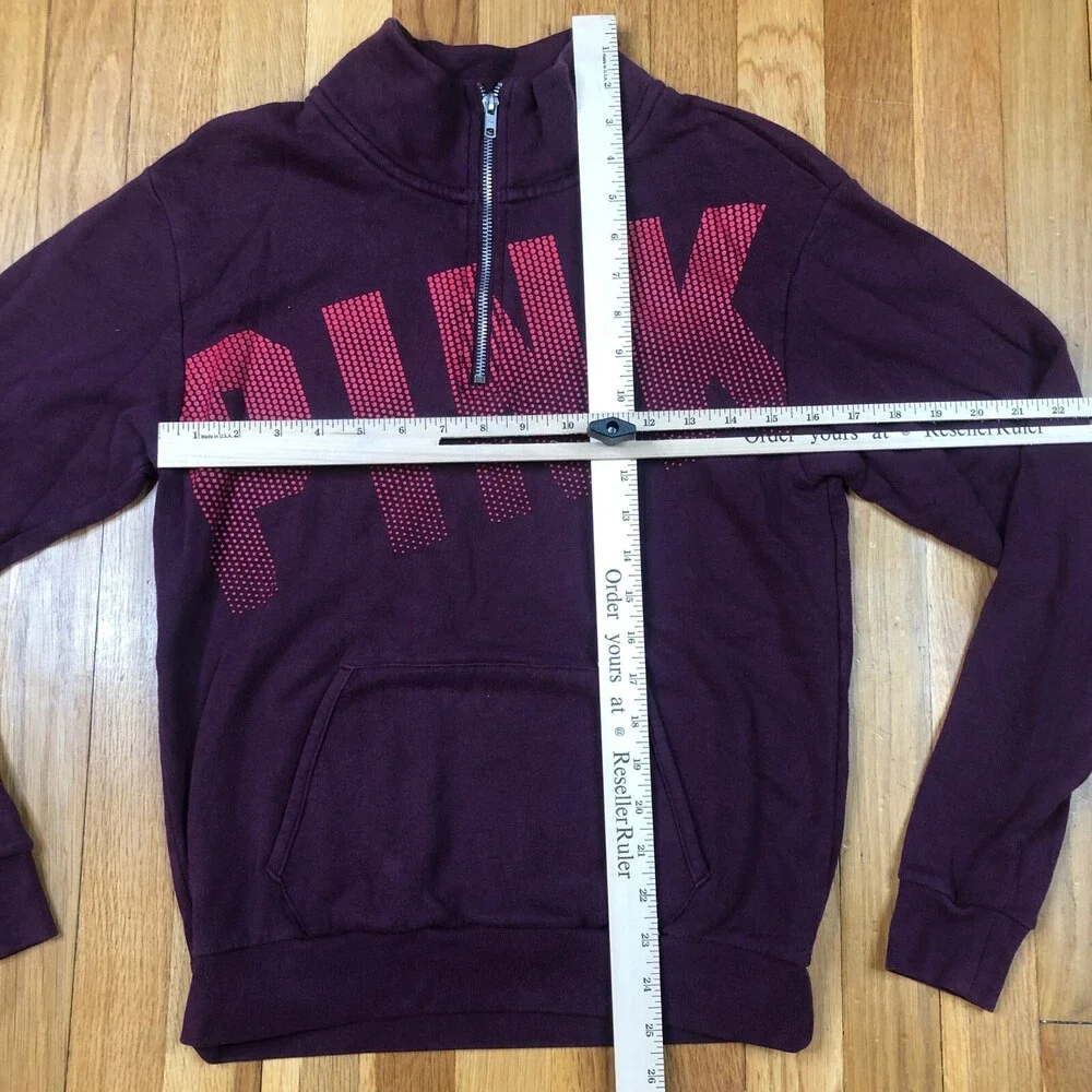 Victorias Secret PINK Jacket Womens XS Red 1/4‎ Zip Top Logo Extra Small Zipper